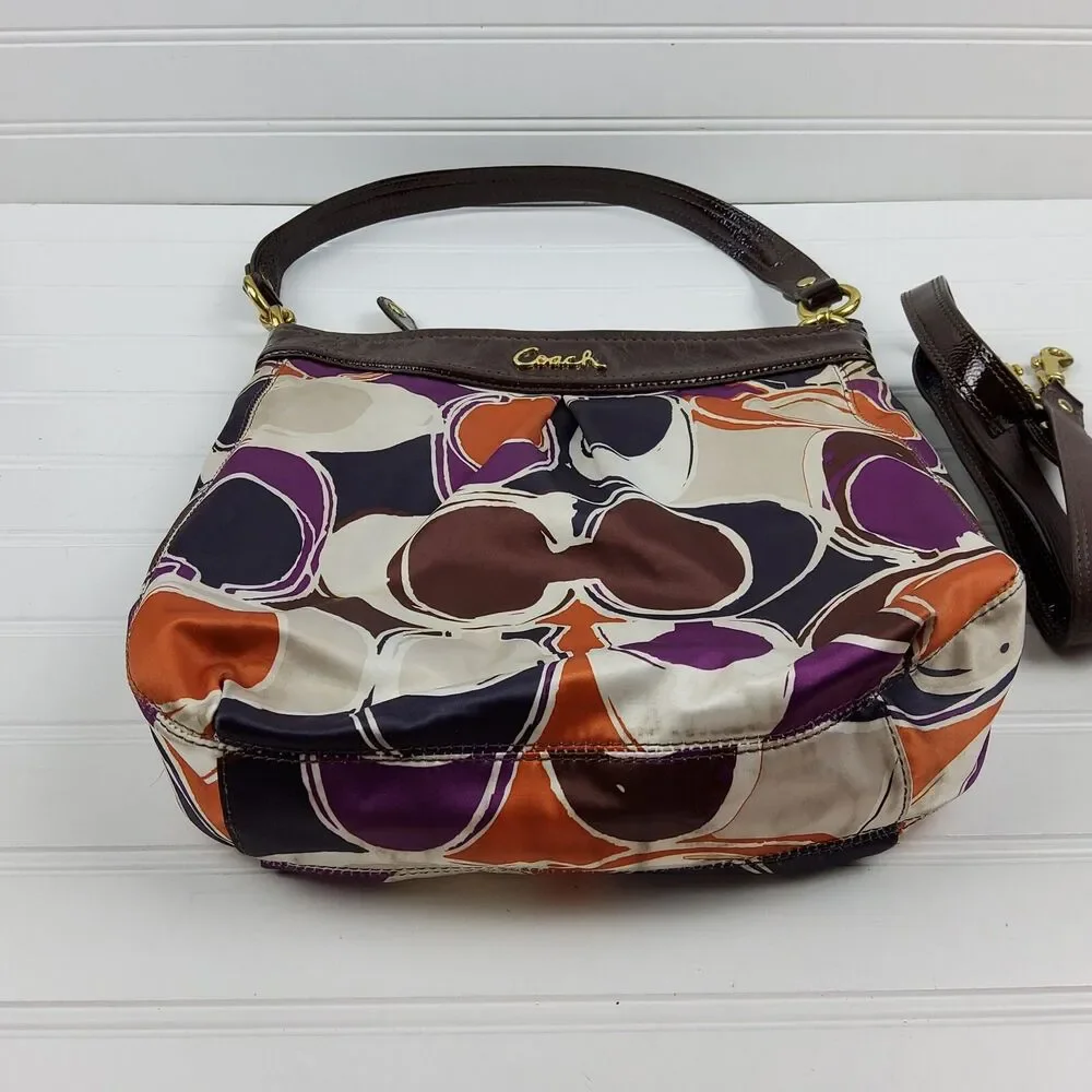 Coach Ashley F20016 Hand Drawn Scarf Print Shoulder Handbag Purse Crossbody